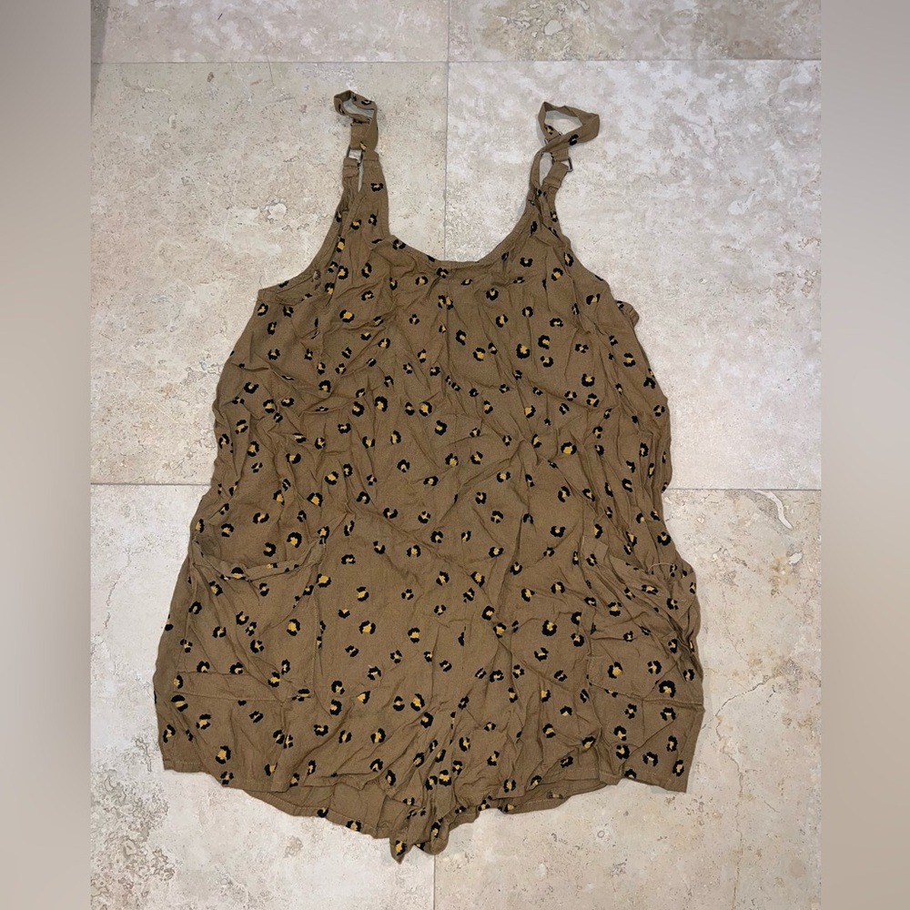 RVCA Brown Leopard Print Romper Size S
